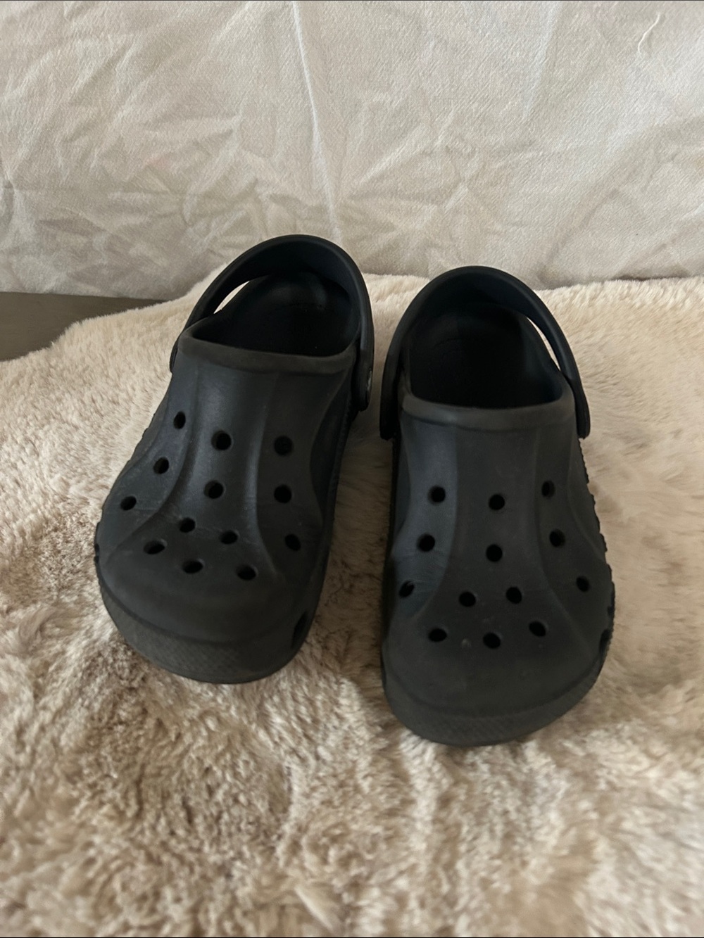 CROCS Kids Black Slip-On Foam Clogs with Heel Strap
